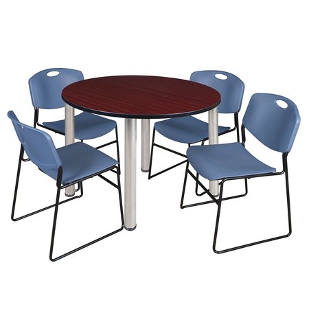 REGENCY Round Tables > Breakroom Tables > Kee Round Table & Chair Sets, 48 W, 48 L, 29 H, Mahogany TB48RNDMHBPCM44BE